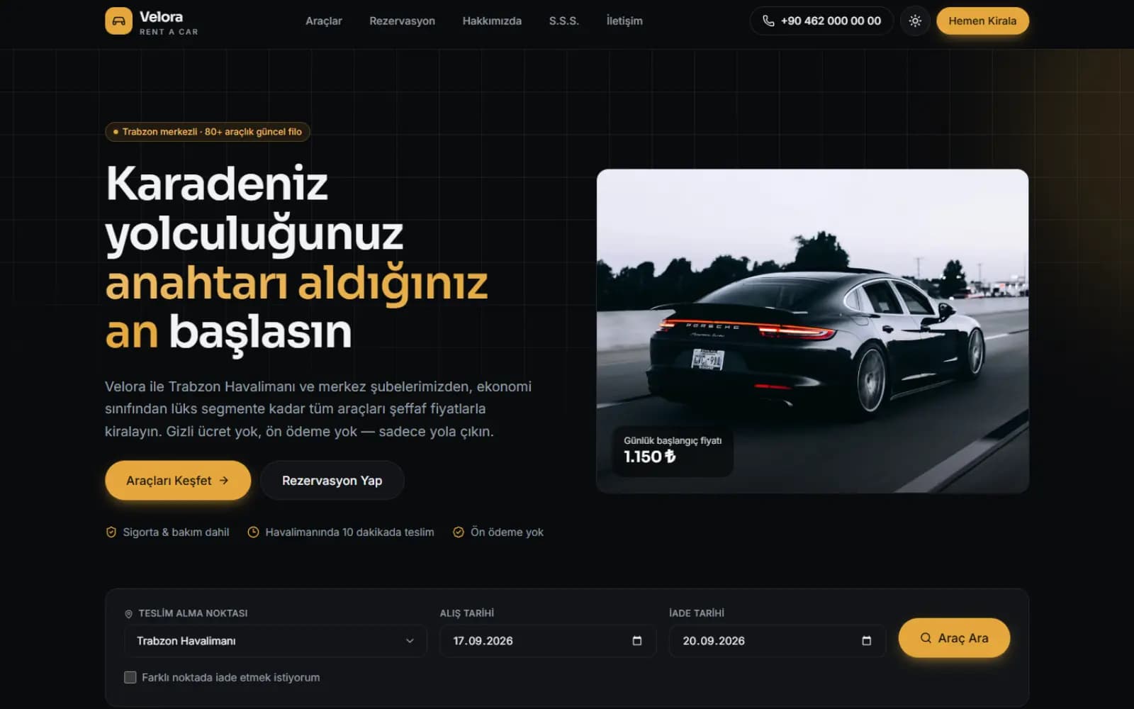 Velora Rent a Car — Araç Kiralama Platformu — Web Uygulaması